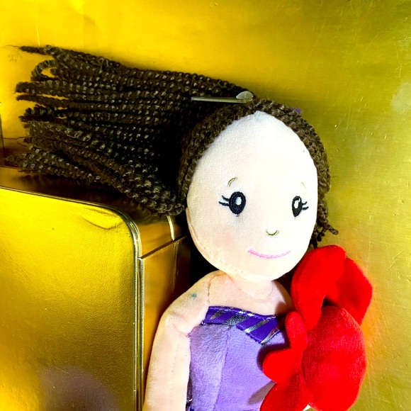 PURPLE MERMAID HOLDING CRAB PLUSH BY THE PETTING ZOO DOLL HAS EMBROIDERED FACE - Picture 8 of 16